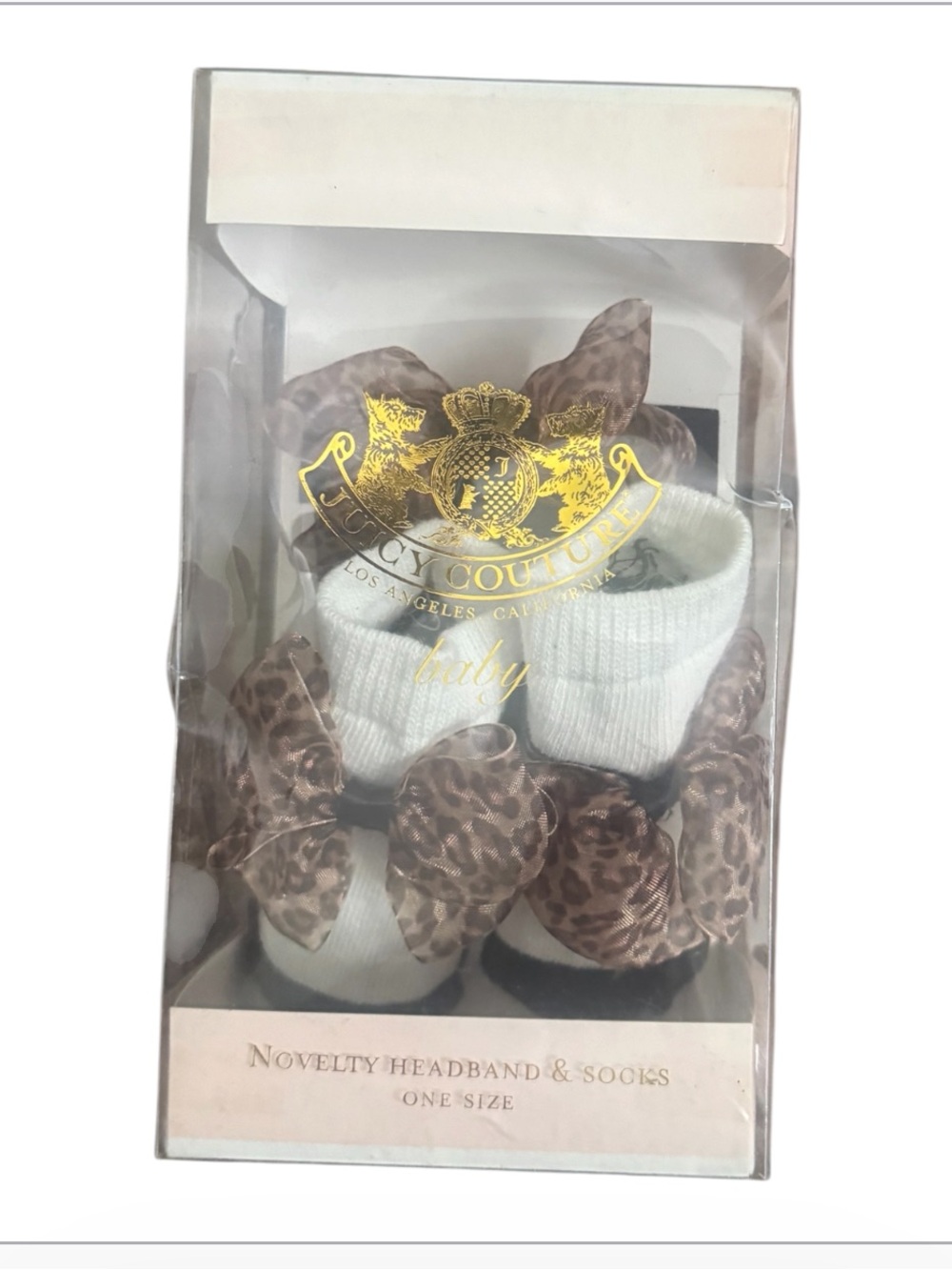 JUICY COUTURE Baby novelty headband & socks animal print one size